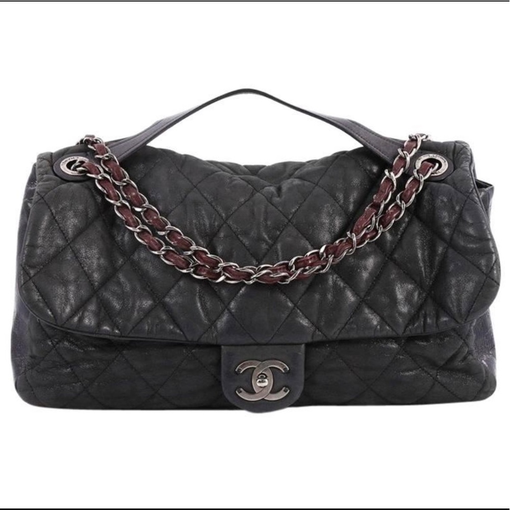 CHANEL Quilted Iridescent Calfskin With Glazed Calfskin In the Mix Flap